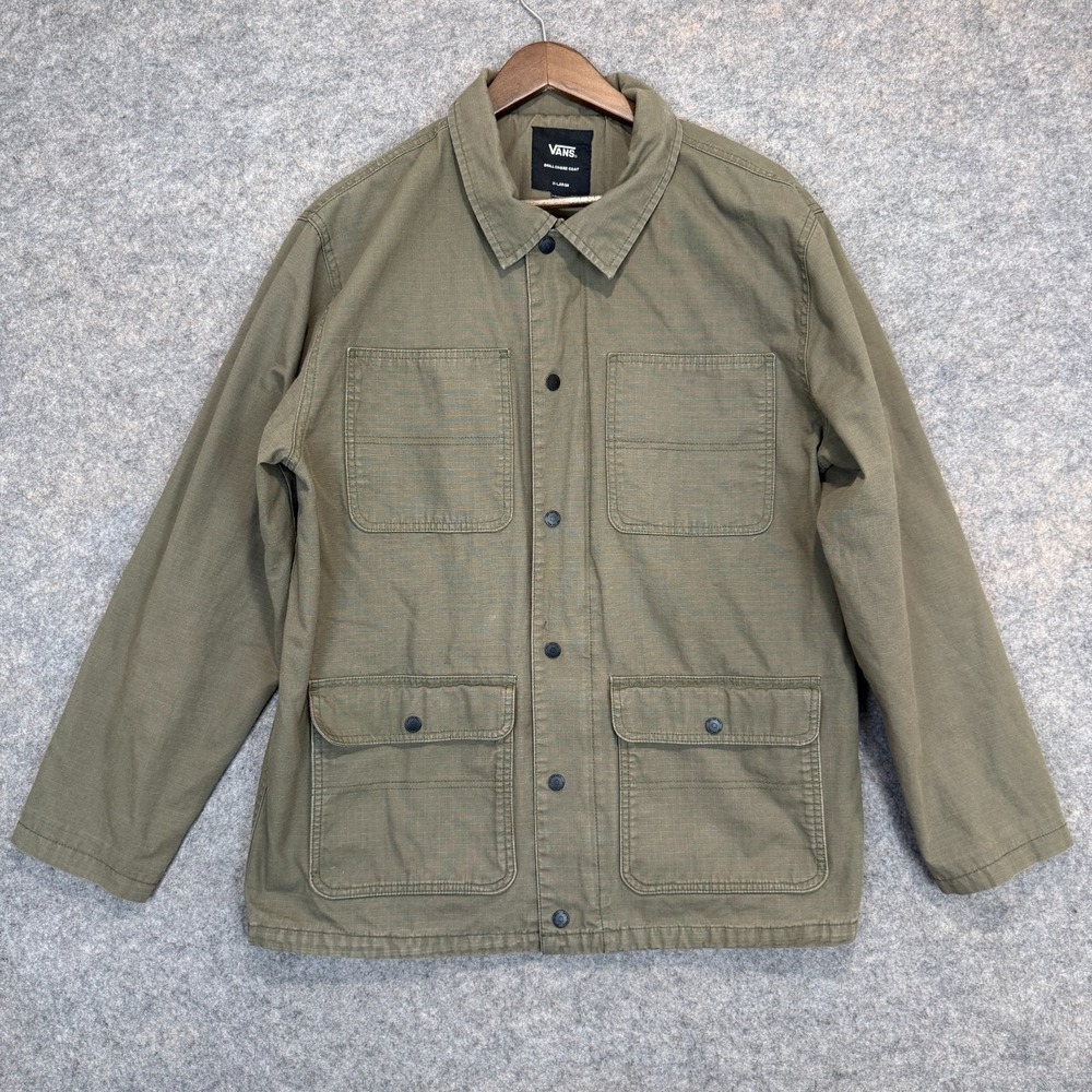 Vans Drill Chore Coat Mens XL Utility Ripstop Invisible Hood 4 Pockets Outdoor